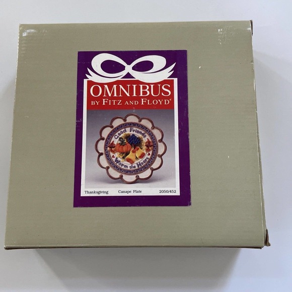 Omnibus by Fitz and Floyd Thanksgiving Canape Plate 2050/452 Harvest Fall Decor - Picture 7 of 12